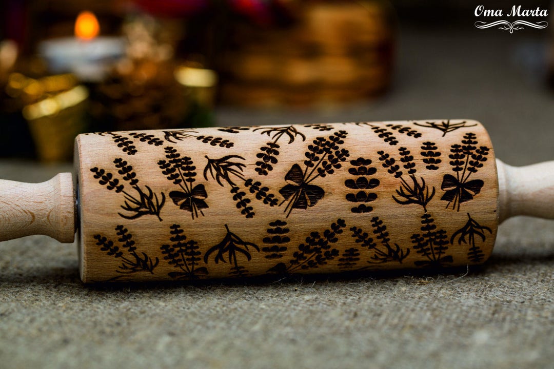 Lavender Embossed Dough Roller Engraved Rolling Pin Etsy