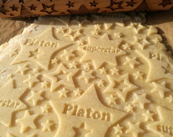 Personalisiertes Nudelholz Gravierte Teigrolle Personalisiertes Geschenk Geburtstagsgeschenk für Kinder Geschenk für Papa Personalisierte Kekse Hochzeitsgeschenk