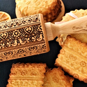 Textured rolling pin Wedding gift Pigeon Embossing rolling pin Pigeons Springerle rolling pin Teigroller mit prägung Nudelholz blumen Baking