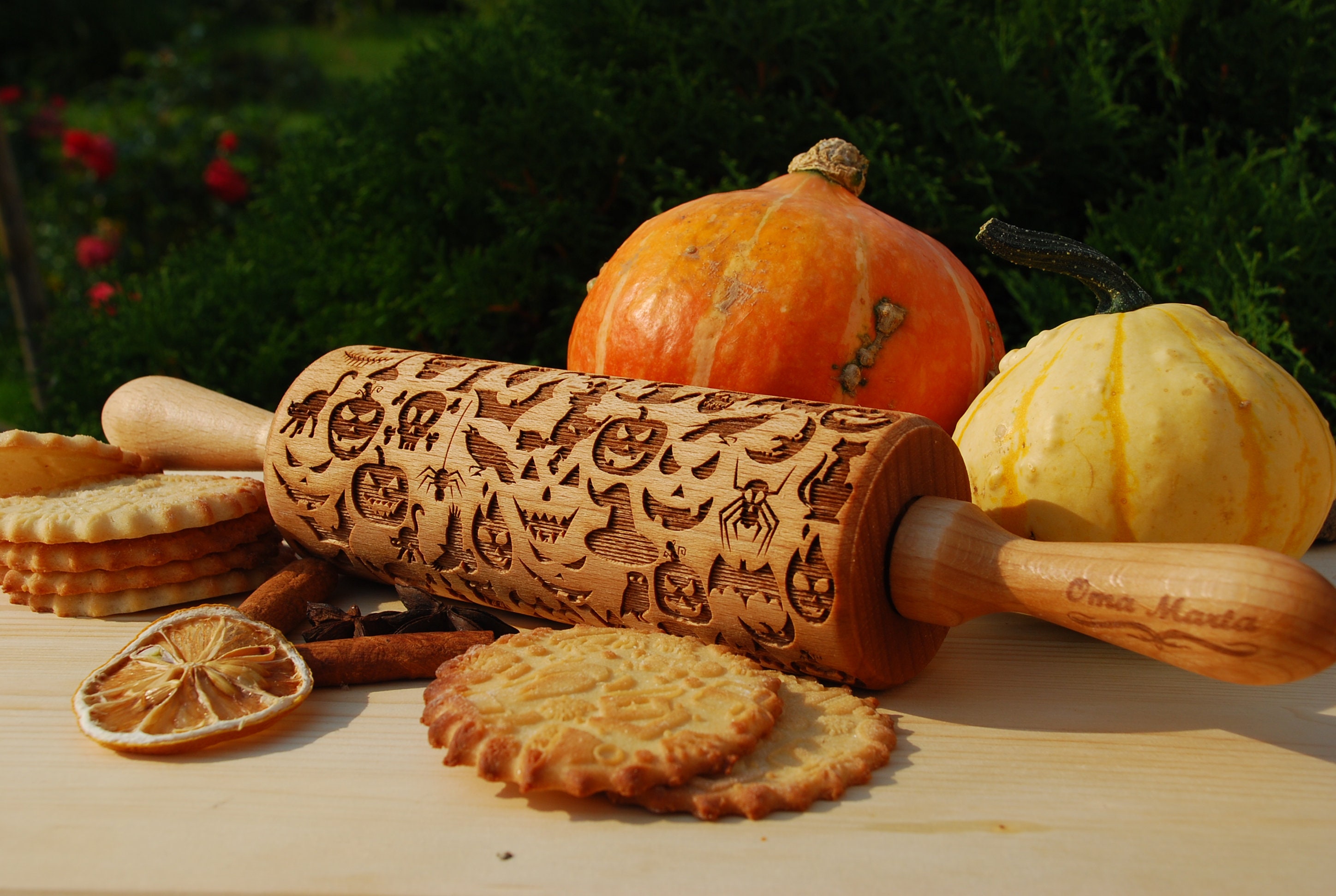 Wootswood-Rouleaux à pâtisserie à motifs en bois-Noël-Halloween-Anniversaire
