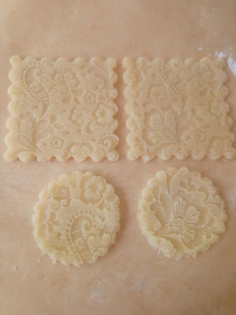 PAISLEY Embossed Dough Roller for Cookies Engraved Wooden Etsy