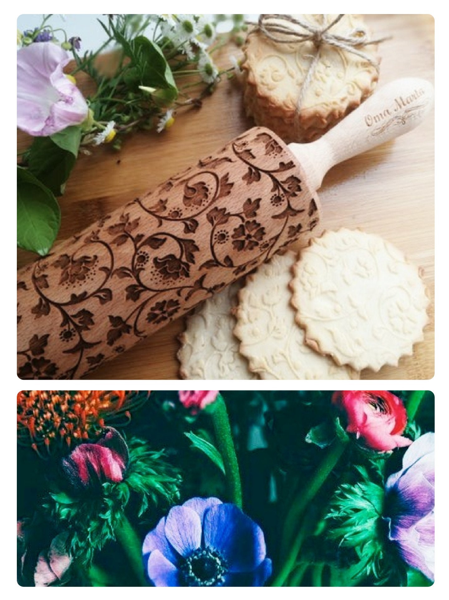 Floral engraved rolling pin Flower embossed rolling PAISLEY Etsy