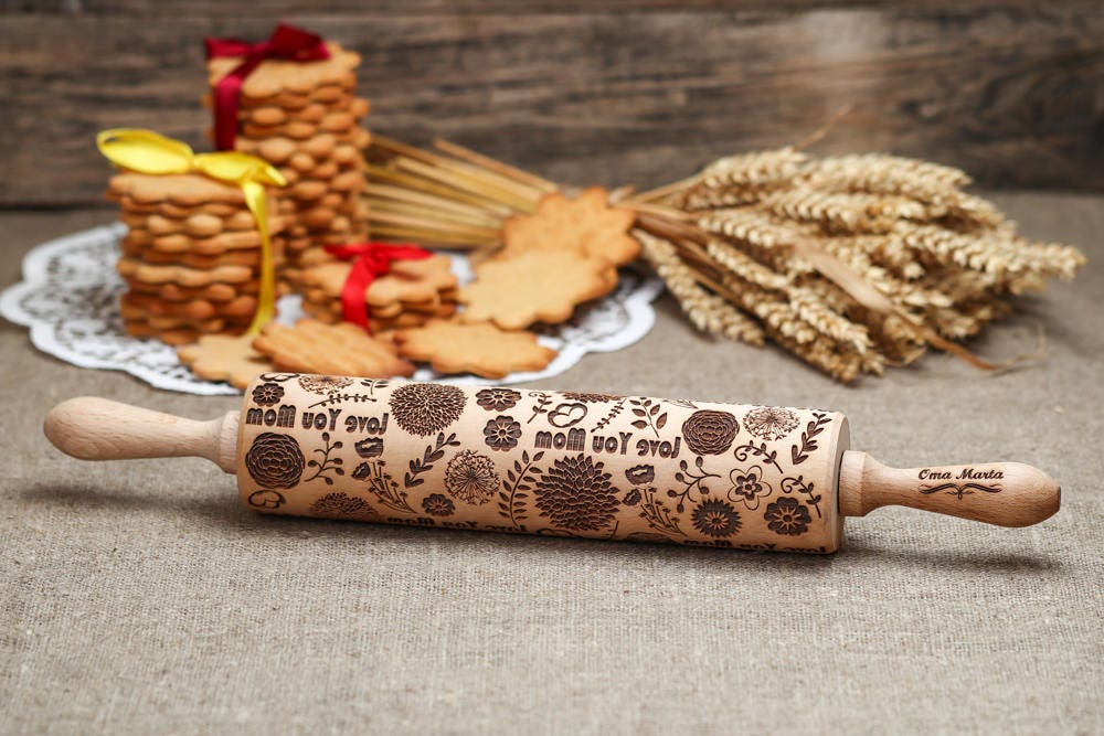 Cadeau Personnalisé Pour Mum Mummy Mothers Day Gift Love You Mom Embossed Rolling Pin Engraved Perso