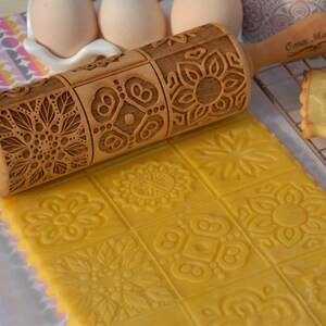 Mandala Embossing rolling pin Cookie cutter Embossed dough roller Gift Gingerbread Cookies Clay Roller Pottery Ceramics tools Springerle image 9