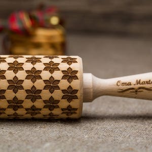 Geometric Pattern Embossed Rolling pin Embossing rolling pin Textured rolling pin Gift for mum Gravierte nudelholz Springerle cookie mold