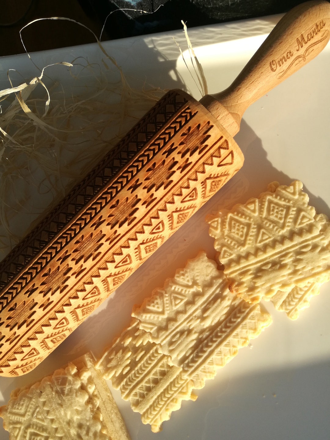 Ethnic Carved Rolling Pin Embossed Dough Roller Gingerbread Etsy