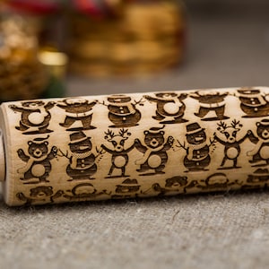 Snowman embossed dough roller Christmas gifts Embossed rolling pin for kids Birthday gift for kids Christmas decoration Xmas gifts Baking
