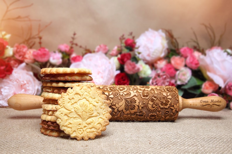 PAISLEY Embossed Dough Roller for Cookies Engraved Wooden Etsy