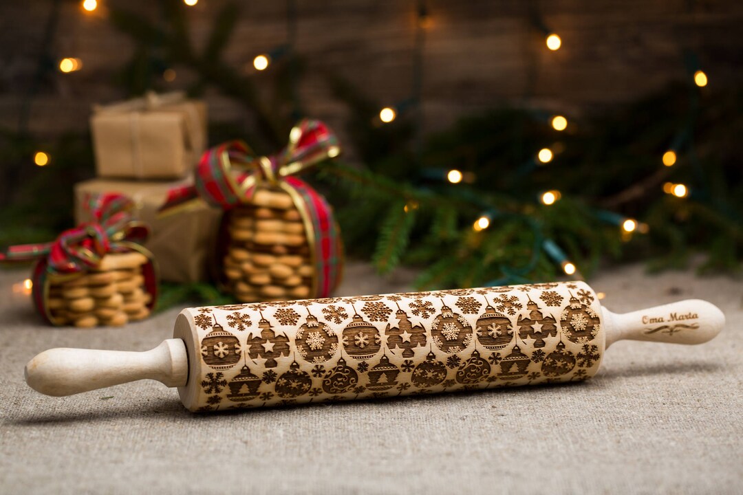 Christmas Embossed Rolling Pin Textured Roller Christmas Cookies Xmas