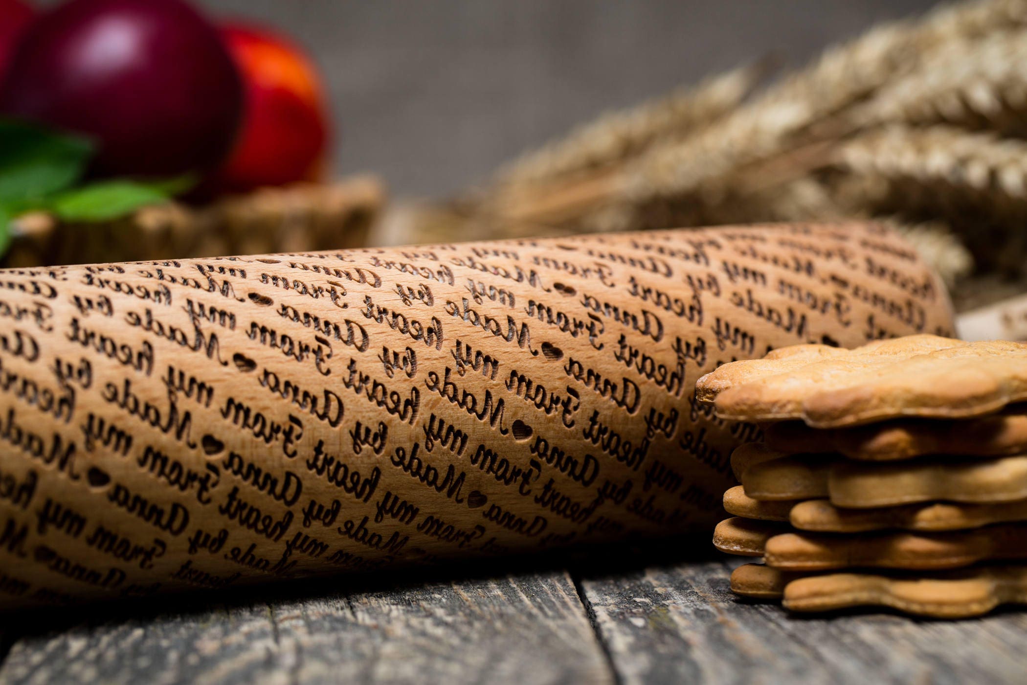 Personalized Rolling Pin Wedding Gift Embossed Dough Roller Etsy