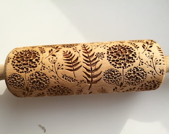 Dandelion Embossing Embossed rolling pin Rolling pin Springerle cookie mold Gough roller Textured rolling pin Clay Pottery Patterned stamp