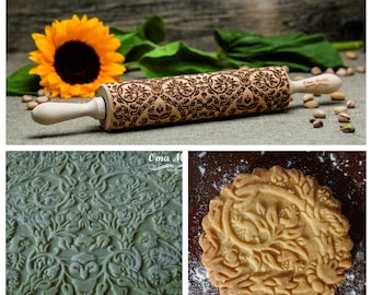 Rodillo para galletas texturizado Rodillo en relieve Rodillo para masa Galletas Springerle Galleta decorativa Regalo de cumpleaños para mamá Regalo para el día de la madre Arcilla