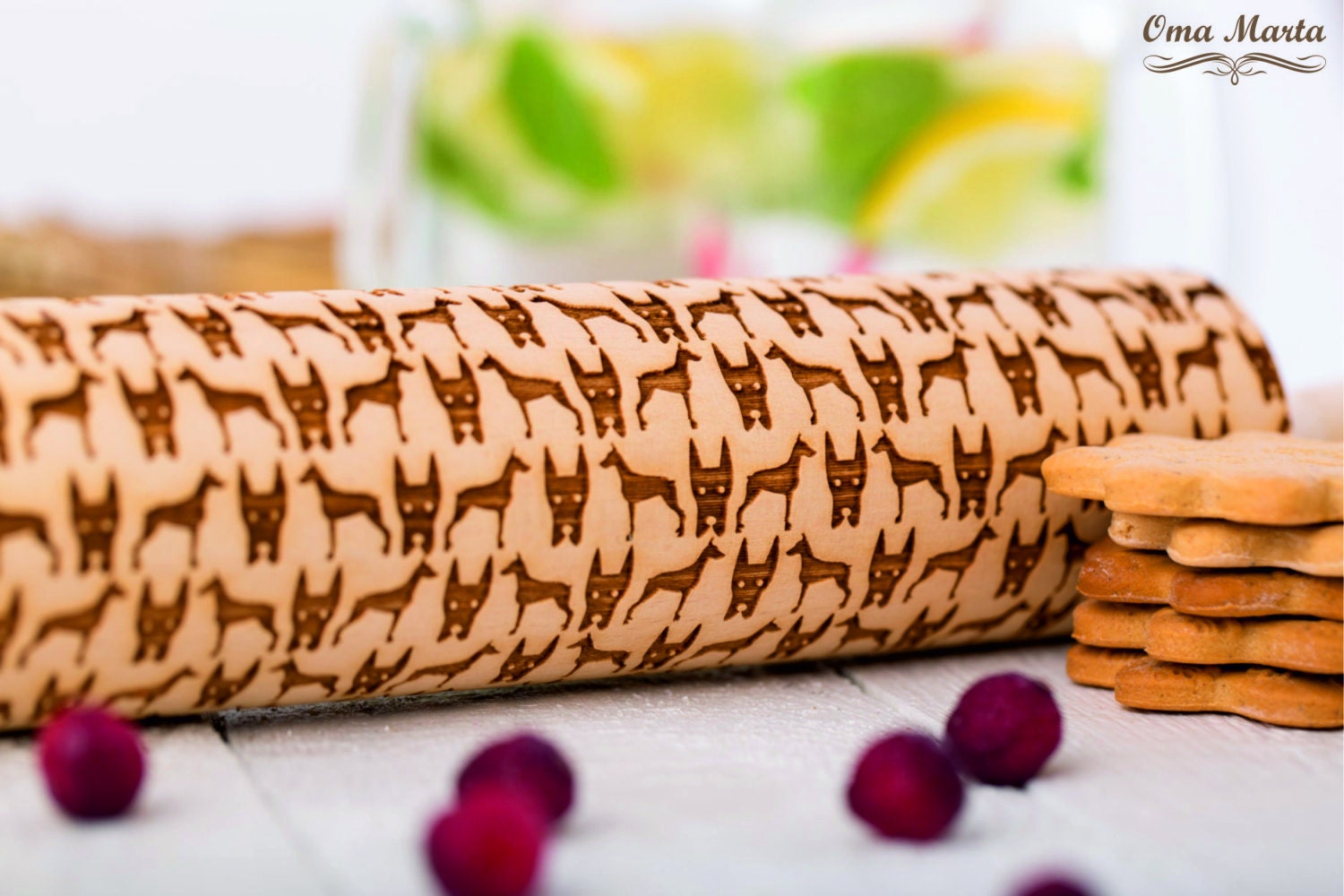 Doberman Embossed rolling pin for cookies Mum gift Springerle mold Embossed dough roller Gift doberman lovers Birthday gift dog lovers