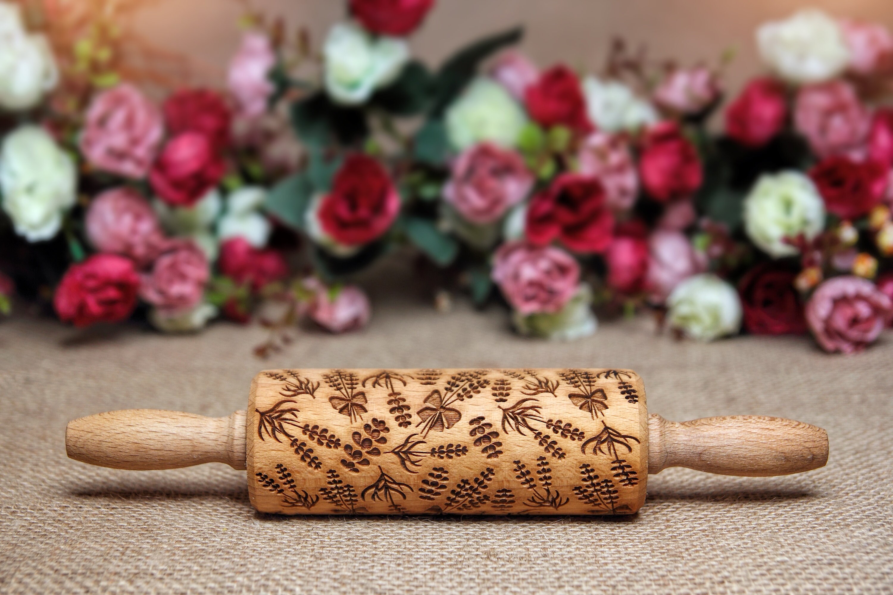Lavеnder Engraved rolling pin Embossed rolling pin Mini Etsy