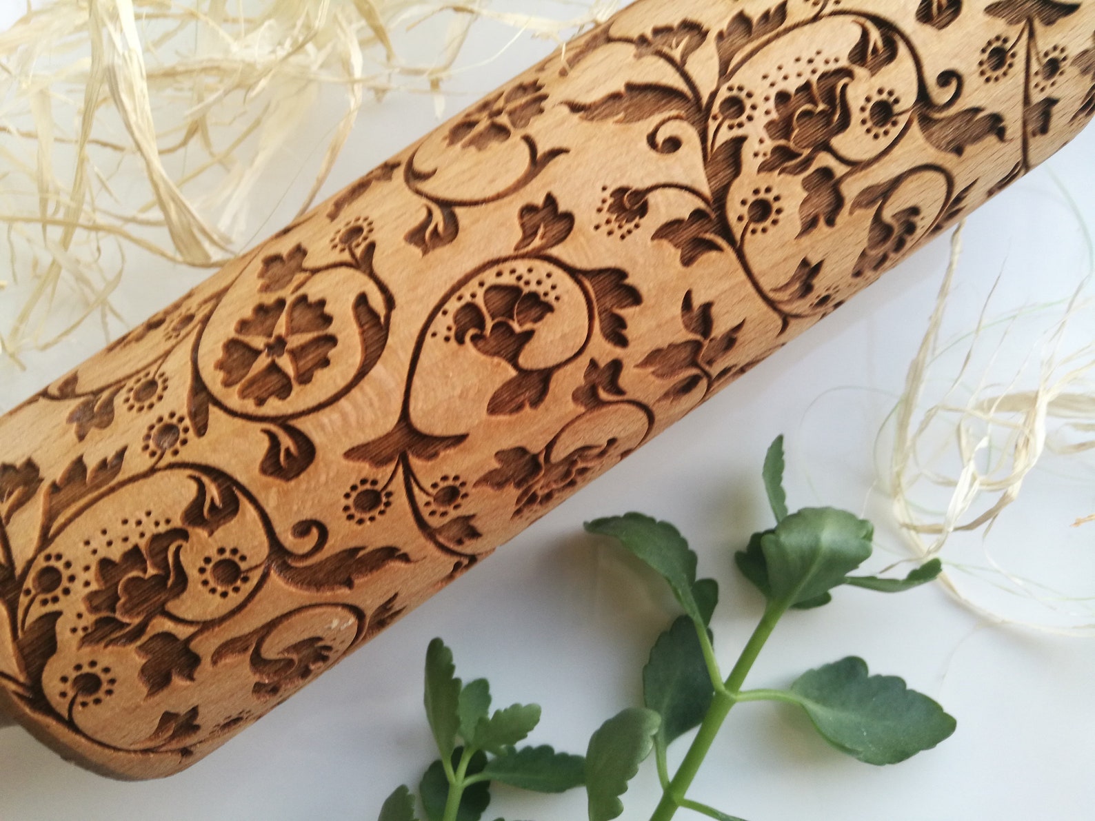 Floral engraved rolling pin Flower embossed rolling PAISLEY Etsy