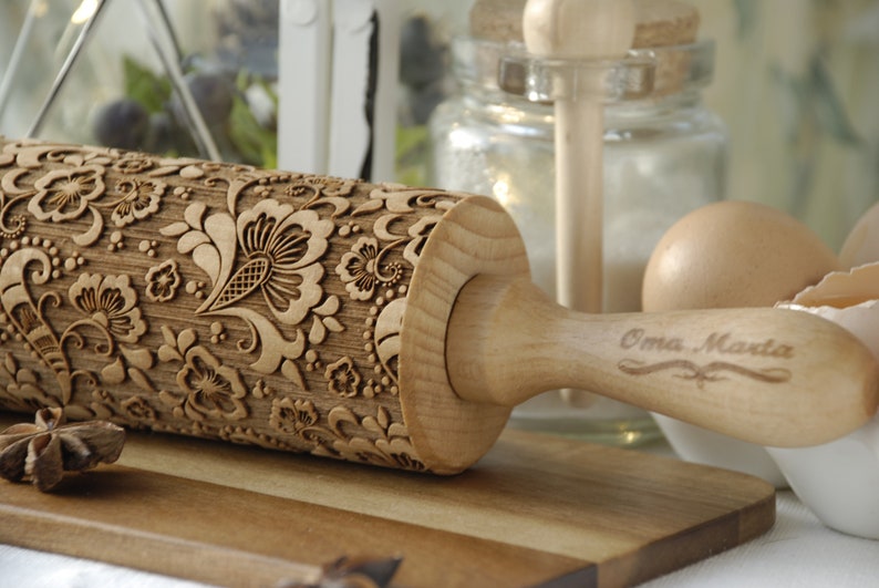 PAISLEY Embossed Dough Roller for Cookies Engraved Wooden Etsy