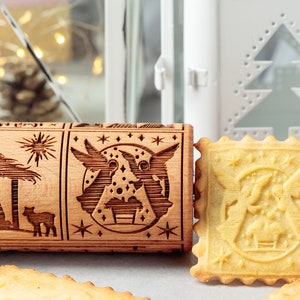 Nativity Embossing rolling pin CHRISTMAS cookies Embossed rolling pin Christmas gifts Nativity cookies Xmas gifts Gifts for her Springerle