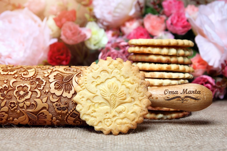 PAISLEY Embossed Dough Roller for Cookies Engraved Wooden Etsy