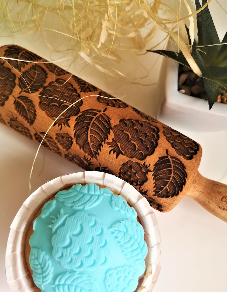 Blackberry MINI Embossed Rolling Pin Carved Rolling Pin Clay Etsy