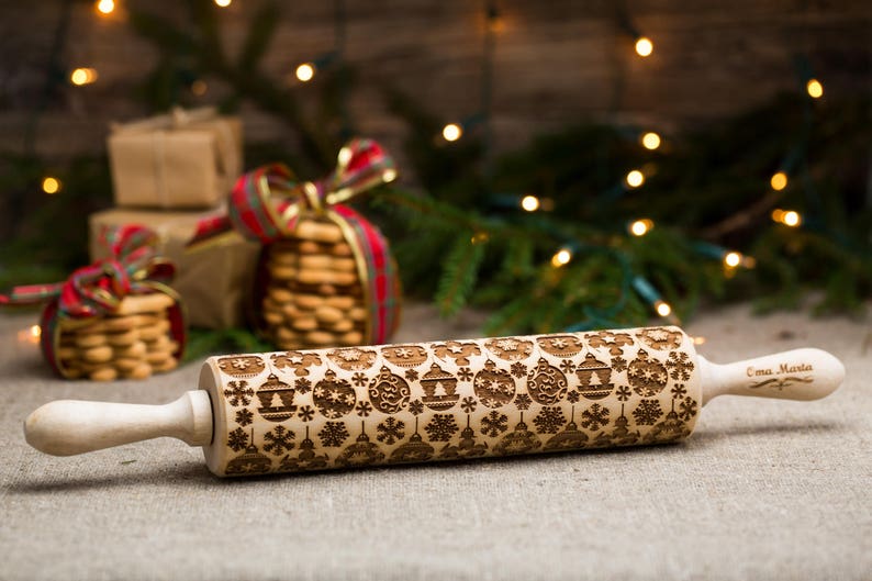Christmas Embossed Rolling Pin Textured Roller Christmas Etsy