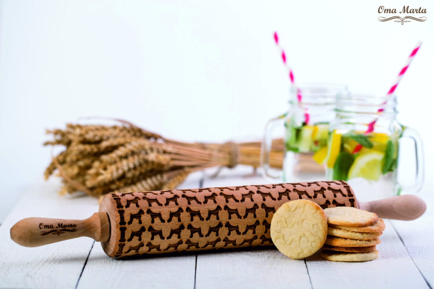 Rouleau à Pâtisserie Géant de Schnauzer en Relief Riesenschnauzer Gravé Roulant Anniversaire Cadeau 