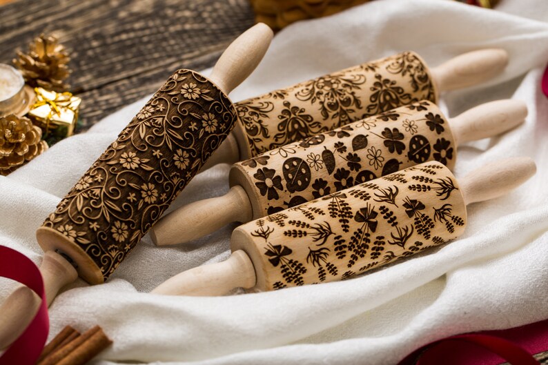Mini Rolling Pins Set Embossed Rolling Pin Engraved Rolling Etsy UK