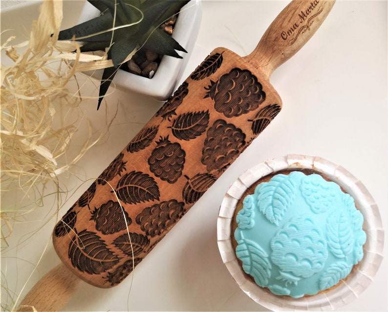 Blackberry MINI Embossed Rolling Pin Carved Rolling Pin Clay Etsy