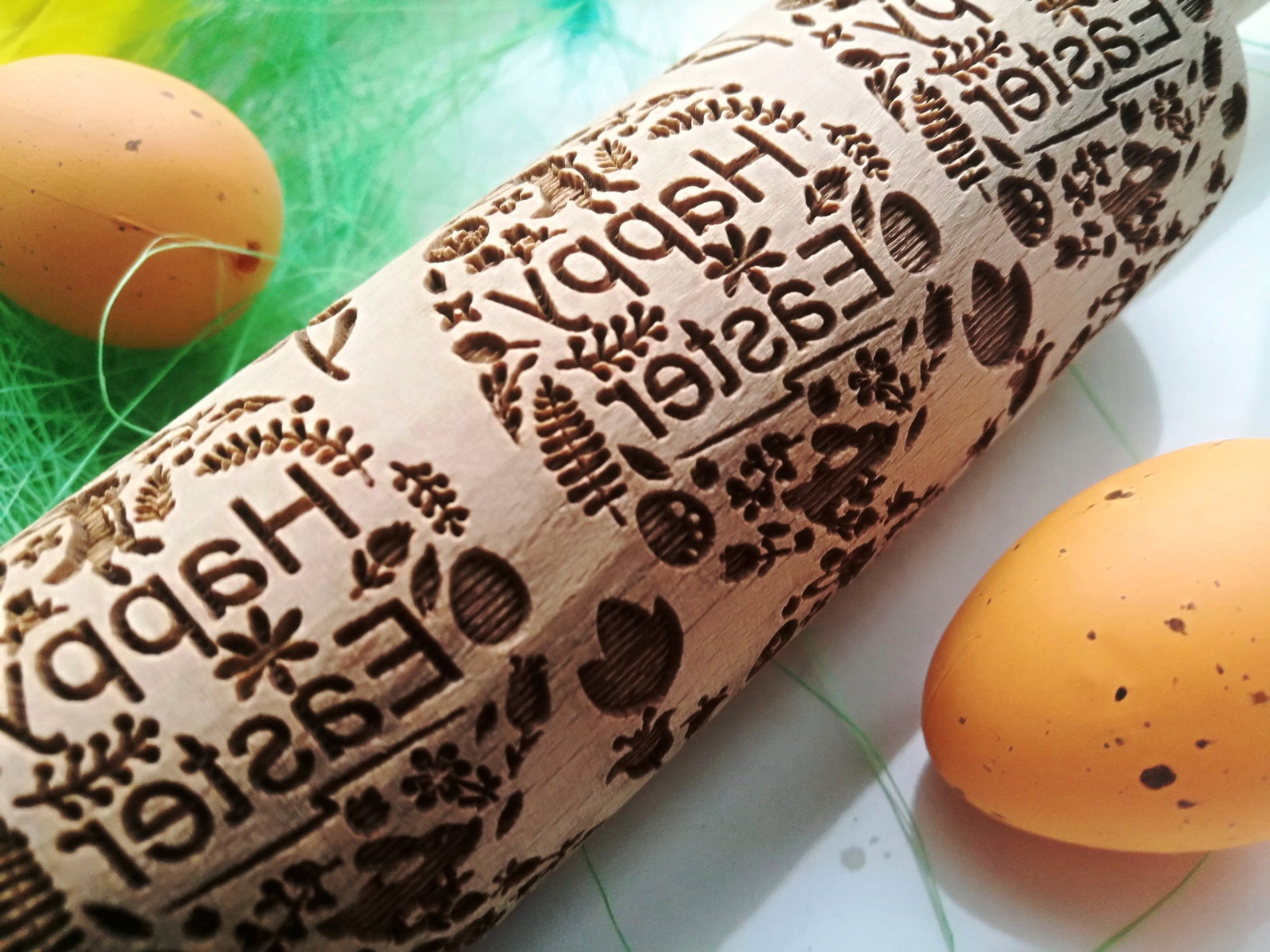 Happy Easter Engraved Wooden Rolling Pin Easter Bunny Easter - Etsy
