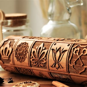 Mandala Embossed rolling pin Cookie cutter and stamp Embossed dough roller Springerle cookies Cookie mold Nudelholz Textured rolling pin