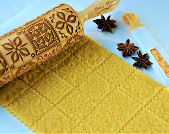 ARABESQUE Embossing Rolling pin Textured Embossed rolling pin Springerle mold Pottery stamp Cookies Boho cookie cutter Ceramics tools Baking