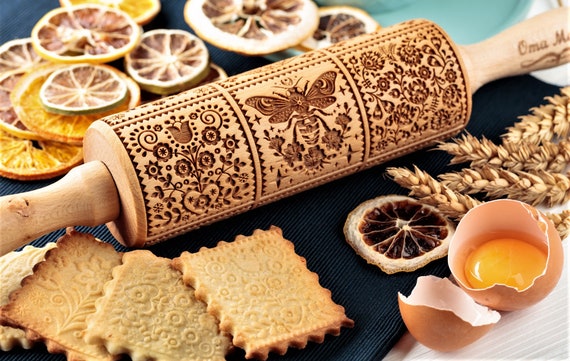 Embossed rolling pin Xmas gifts Baking Tool Cookie Springerle mold