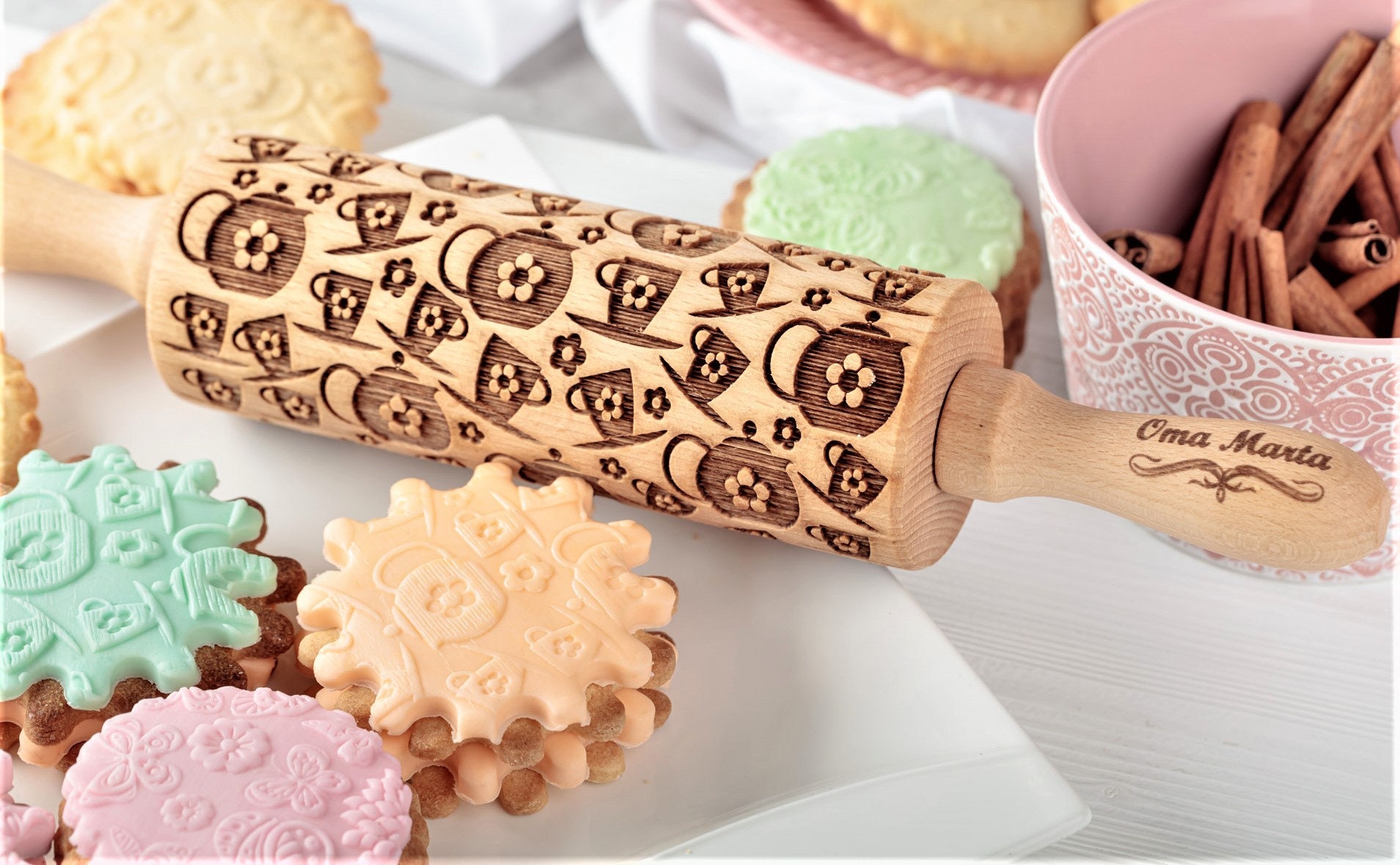 Embossed Rolling Pin Set of ANY 3 Pcs Big Rolling Pins Springerle