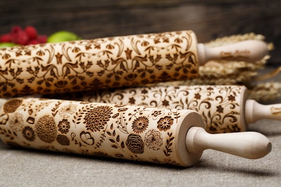 Embossed Rolling Pin Set of ANY 3 Pcs Big Rolling Pins Springerle Cookie  Mold Engraved Rolling Pin Clay Embossed Cookies Deep Carved Mold 