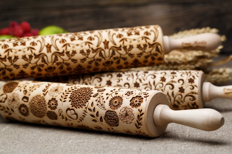 Embossed Rolling Pin Set of ANY 3 Pcs Big Rolling Pins Etsy