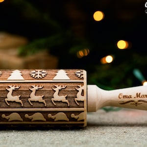 Moms Christmas gifts, Elk cookie cutter, Deer Embossing Rolling pin, CHRISTMAS Carve Rolling pin, Reindeer Rolling pin, Home improvement