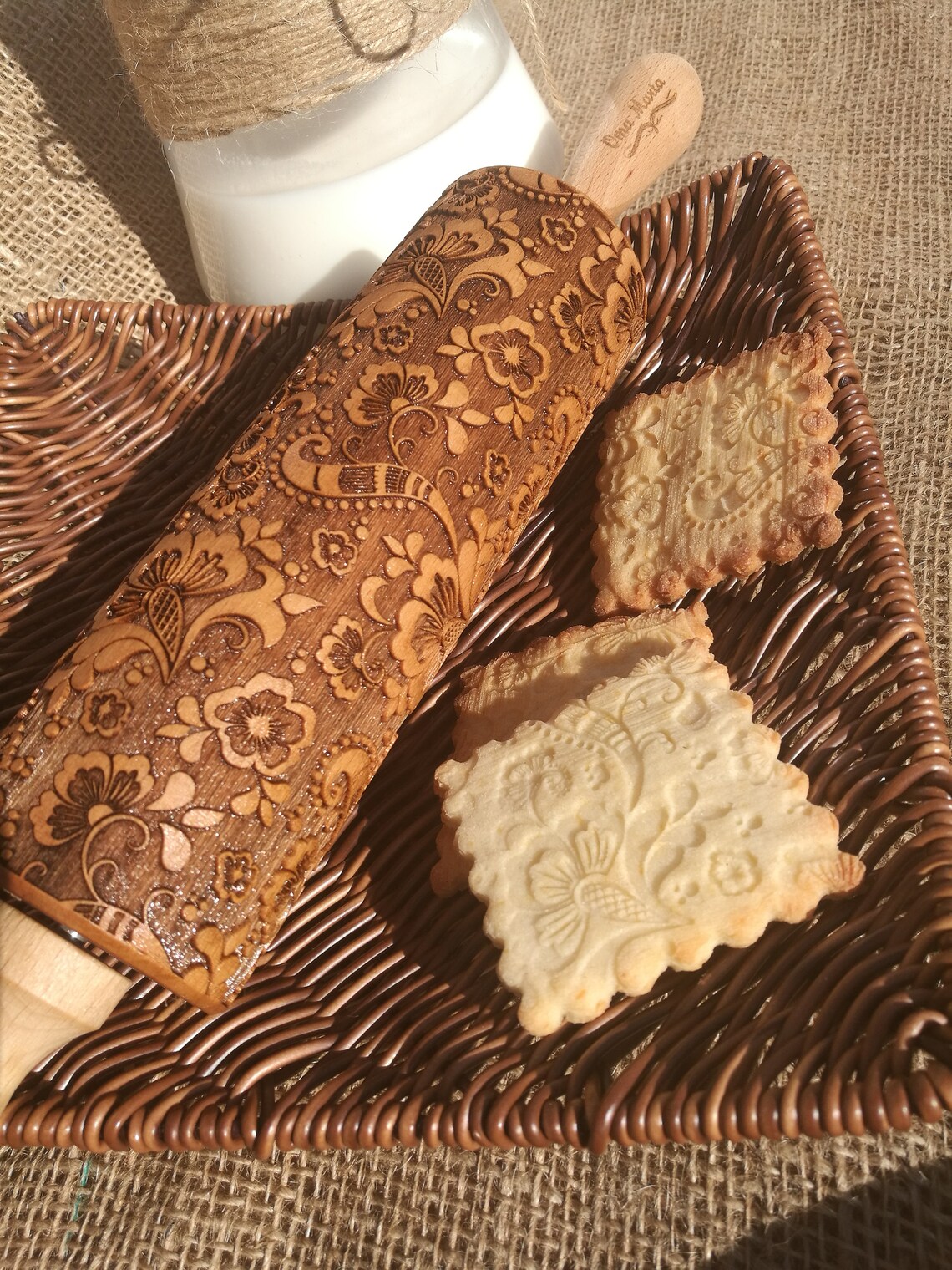 PAISLEY Embossed Dough Roller for Cookies Engraved Wooden Etsy