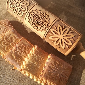 Mandala Embossing rolling pin Cookie cutter Embossed dough roller Gift Gingerbread Cookies Clay Roller Pottery Ceramics tools Springerle