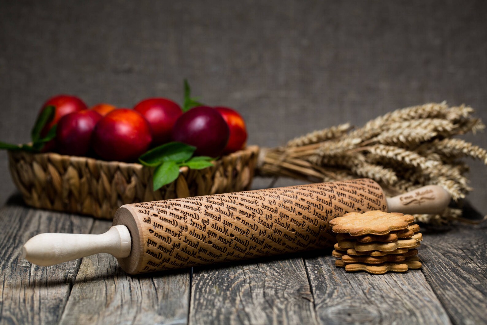 Personalized Rolling Pin Wedding Gift Embossed Dough Roller Etsy