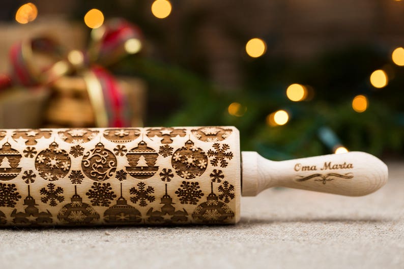 Christmas Embossed Rolling Pin Textured Roller Christmas Etsy