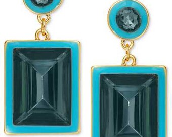 Blue epoxy stone double drop earrings