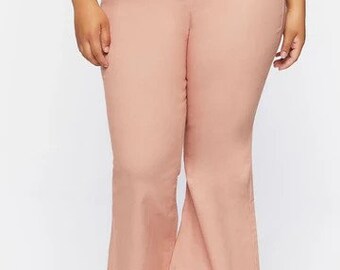 Blush color high-rise flared legg jeans. 2x