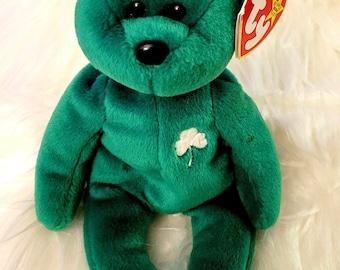 Vintage beanie baby erin the bear, ty St Patrick bear, 1997 beanie bear