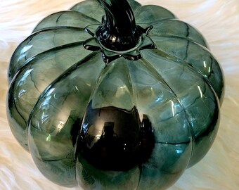 Green decorative pumpkin. 23" in dia x 8" high
