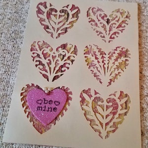 I love  you card, handmade love you card, large  beige and pink card, love you card, heart design i love you card