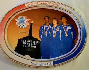 1984 LA Olympics souvenir tin tray, McDonald's memorable.