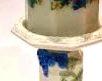 Vintage Sweet Country Harvest Fruit pillar candle holder & candle.