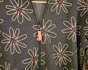 Big girl hoodie, dark gray with pink floral design.  Size 2xl. 18