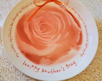 Rose design mother's day plate, vintage mother's day plate