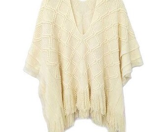 Lovely ivory crochet patterned poncho