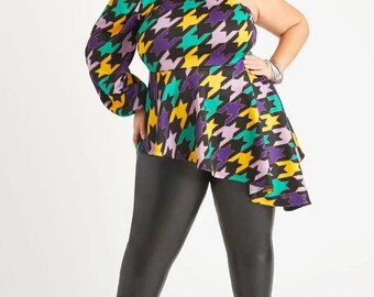 3x Colorful asymmetric ,one shoulder tunic